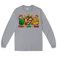 Heather Grey peace love tacos Long Sleeve Tee - Zillion Design Studio