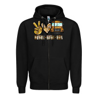 Black peace love bus Zipper Hoodie - CowhideDigitalArt