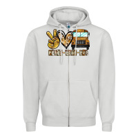 Dove Grey peace love bus Zipper Hoodie - CowhideDigitalArt