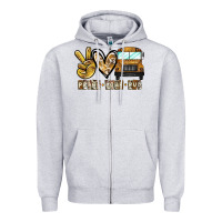 Heather Grey peace love bus Zipper Hoodie - CowhideDigitalArt