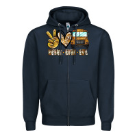 Navy peace love bus Zipper Hoodie - CowhideDigitalArt