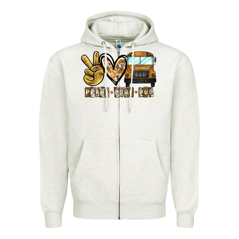Peace Love Bus Zipper Hoodie by CowhideDigitalArt | Teevron