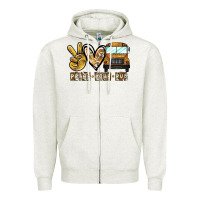 Oatmeal Heather peace love bus Zipper Hoodie - CowhideDigitalArt