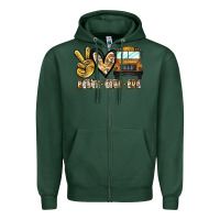 Sports Green peace love bus Zipper Hoodie - CowhideDigitalArt