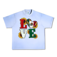 Grape Ice Mexican Flag With Sunflowers Love Urban Heavy Tee - RanaPortraitStore