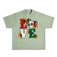 Oil Green Mexican Flag With Sunflowers Love Urban Heavy Tee - RanaPortraitStore