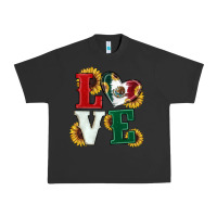 Pigment Black Mexican Flag With Sunflowers Love Urban Heavy Tee - RanaPortraitStore