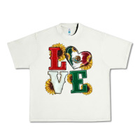 Pistachio Mexican Flag With Sunflowers Love Urban Heavy Tee - RanaPortraitStore