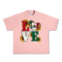 Salmon Mexican Flag With Sunflowers Love Urban Heavy Tee - RanaPortraitStore