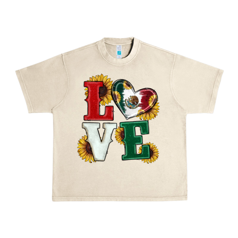 Mexican Flag With Sunflowers Love Urban Heavy Tee by RanaPortraitStore | Teevron