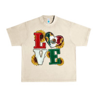 Sandshell Mexican Flag With Sunflowers Love Urban Heavy Tee - RanaPortraitStore