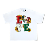White Mexican Flag With Sunflowers Love Urban Heavy Tee - RanaPortraitStore