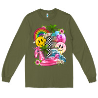 Army Green summer smile face and beach vibes with rainbow tbw Long Sleeve Tee - texasbilliewilder