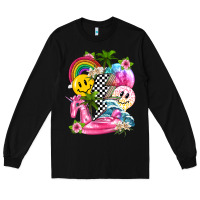 Black summer smile face and beach vibes with rainbow tbw Long Sleeve Tee - texasbilliewilder