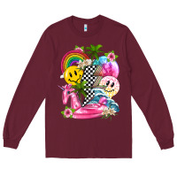 Burgundy summer smile face and beach vibes with rainbow tbw Long Sleeve Tee - texasbilliewilder