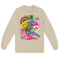Mushroom summer smile face and beach vibes with rainbow tbw Long Sleeve Tee - texasbilliewilder