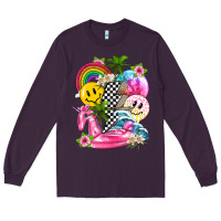 Plum summer smile face and beach vibes with rainbow tbw Long Sleeve Tee - texasbilliewilder