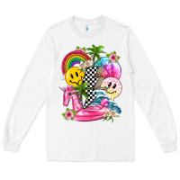 White summer smile face and beach vibes with rainbow tbw Long Sleeve Tee - texasbilliewilder