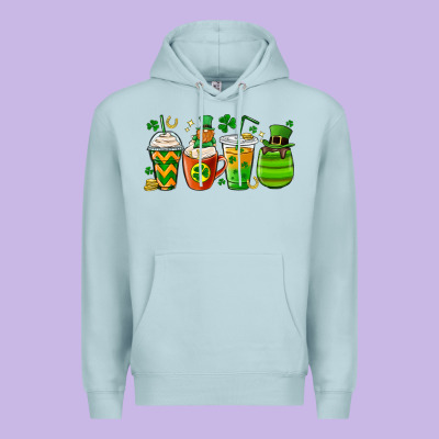 St. Patricks Day Coffee Cups Premium Hoodie Designed By Maliassmallbusiness