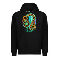 Black Leo Zodiac Sign Sunflower Leopard Serape Premium Hoodie - RanaPortraitStore