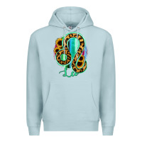 Blue Mist Leo Zodiac Sign Sunflower Leopard Serape Premium Hoodie - RanaPortraitStore