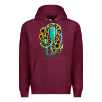 Burgundy Leo Zodiac Sign Sunflower Leopard Serape Premium Hoodie - RanaPortraitStore