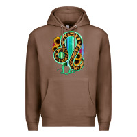 Chestnut Leo Zodiac Sign Sunflower Leopard Serape Premium Hoodie - RanaPortraitStore