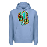 Colony Blue Leo Zodiac Sign Sunflower Leopard Serape Premium Hoodie - RanaPortraitStore