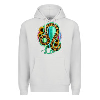 Dove Grey Leo Zodiac Sign Sunflower Leopard Serape Premium Hoodie - RanaPortraitStore
