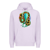 Lilac Leo Zodiac Sign Sunflower Leopard Serape Premium Hoodie - RanaPortraitStore