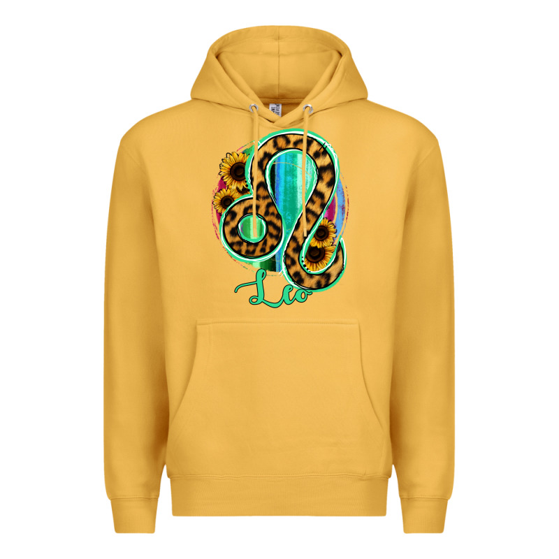 Leo Zodiac Sign Sunflower Leopard Serape Premium Hoodie by RanaPortraitStore | Teevron