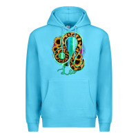 Ocean Blue Leo Zodiac Sign Sunflower Leopard Serape Premium Hoodie - RanaPortraitStore