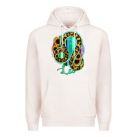 Pale Pink Leo Zodiac Sign Sunflower Leopard Serape Premium Hoodie - RanaPortraitStore