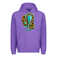 Purple Leo Zodiac Sign Sunflower Leopard Serape Premium Hoodie - RanaPortraitStore