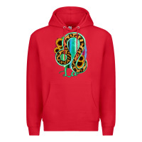 Red Leo Zodiac Sign Sunflower Leopard Serape Premium Hoodie - RanaPortraitStore