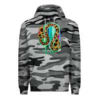 Slate Camo Leo Zodiac Sign Sunflower Leopard Serape Premium Hoodie - RanaPortraitStore