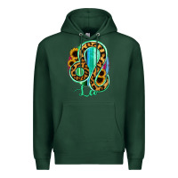 Sports Green Leo Zodiac Sign Sunflower Leopard Serape Premium Hoodie - RanaPortraitStore