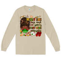 Mushroom messy bun face mask & getting stuff done  #nurselife Long Sleeve Tee - Zillion Design Studio