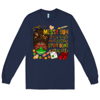 Navy messy bun face mask & getting stuff done  #nurselife Long Sleeve Tee - Zillion Design Studio