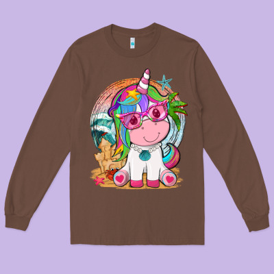 Summer Unicorn Tbw Long Sleeve Tee Designed By Texasbilliewilder