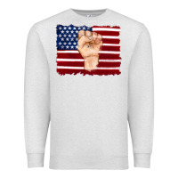 Oatmeal Heather american flag with hand Premium Sweatshirt - Artiststas