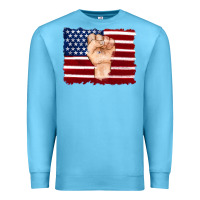 Ocean Blue american flag with hand Premium Sweatshirt - Artiststas