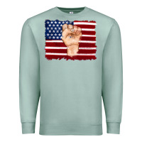 Seafoam american flag with hand Premium Sweatshirt - Artiststas