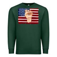 Sports Green american flag with hand Premium Sweatshirt - Artiststas