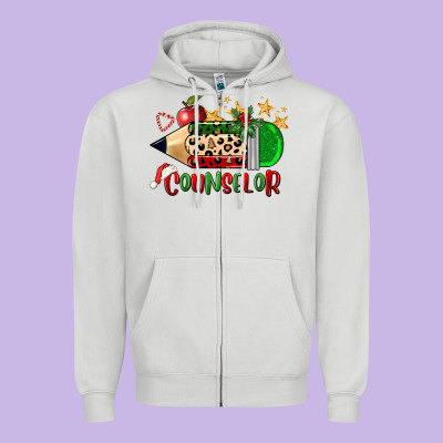 Christmas Counselor Pencil Zipper Hoodie Designed By Fadigitalartstudio