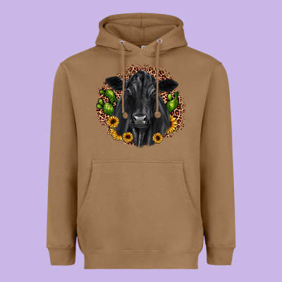 Black Angus Cactus Sunflower Heavyweight Hoodie Designed By Jahusdesignshop