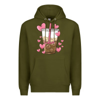 Army Green valentine coffee lover Premium Hoodie - MaliasSmallBusiness