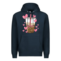 Navy valentine coffee lover Premium Hoodie - MaliasSmallBusiness