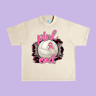 Pink Out Volleyball Urban Heavy Tee Designed By Barkaloodesign