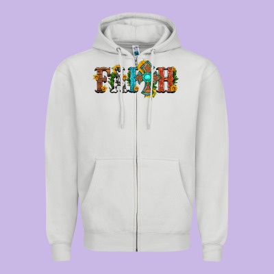 Faith With Cross And Sunflower Zipper Hoodie Designed By Hra Design Shop
